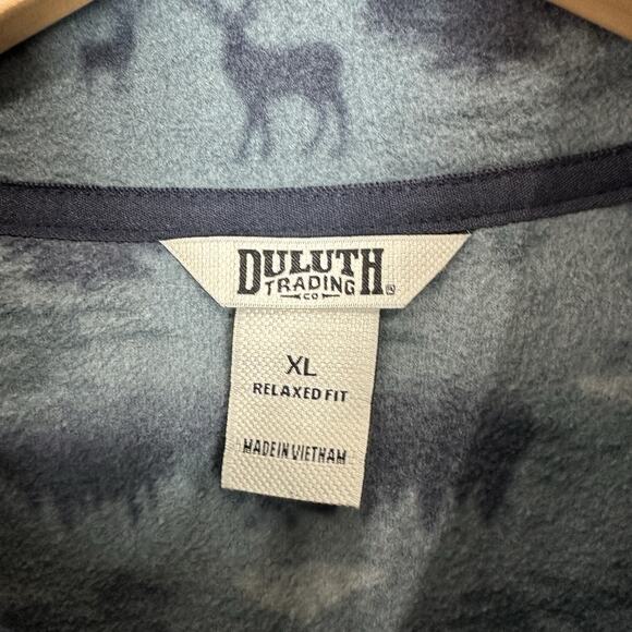 Duluth Pullover Mens XL Blue Camo Deer Doubleback Fleece Button Mock Outdoor - Picture 6 of 10
